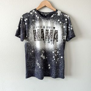 Boutique MAMA Short Sleeve Gray/White Splatter Tee Medium